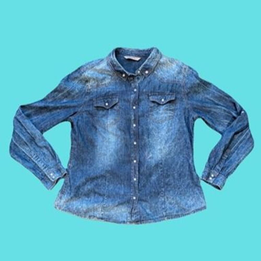 Highway Jeans Distressed Western Pearl Snap Shirt